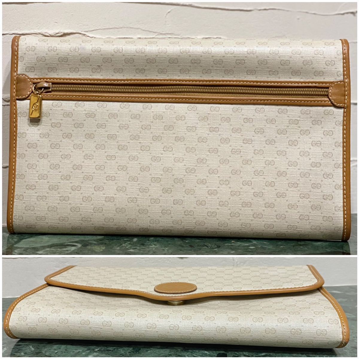 希少モデル 80'S OLD GUCCI セカンドバッグ クラッチバッグ 2WAYタイプ クレスト エンブレムGGスプリーム PVCレザー VINTAGE