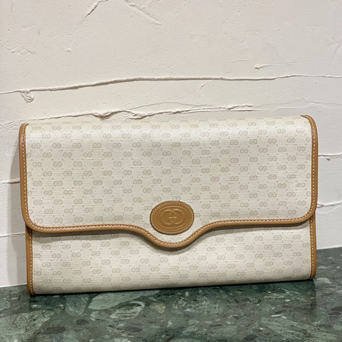 希少モデル 80'S OLD GUCCI セカンドバッグ クラッチバッグ 2WAYタイプ クレスト エンブレムGGスプリーム PVCレザー VINTAGE