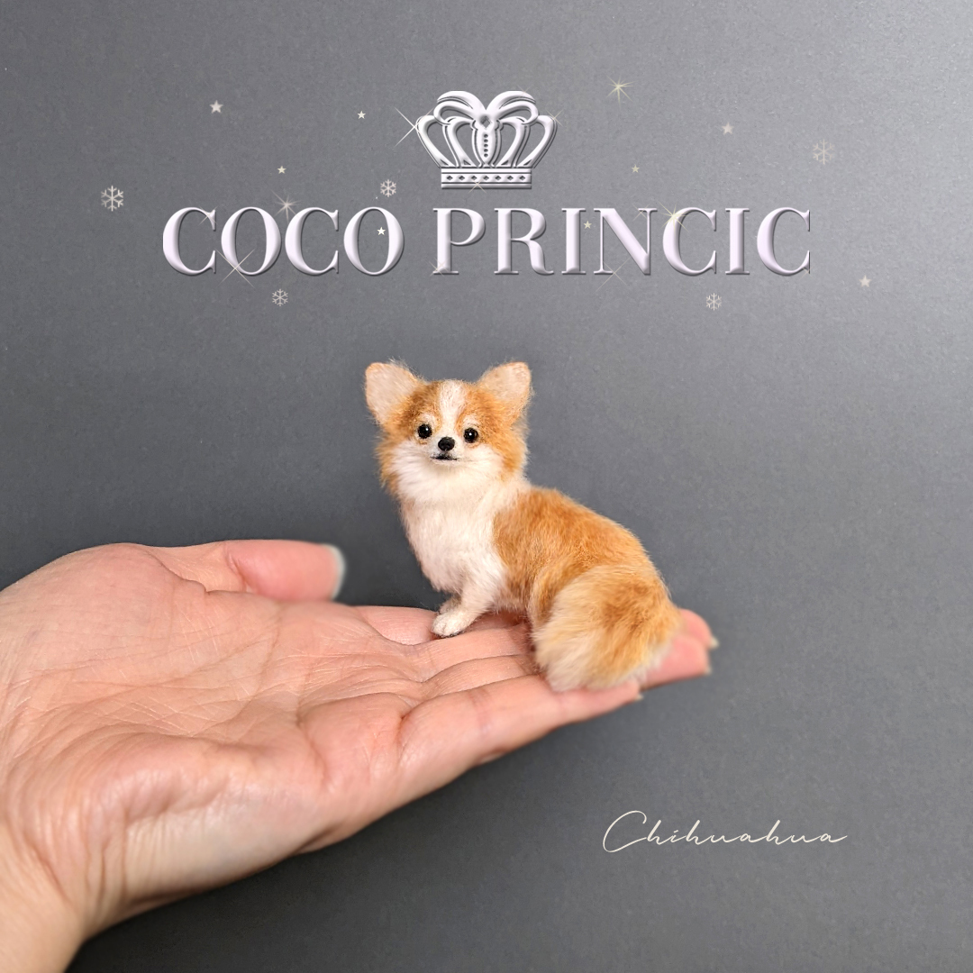 ヤフオク! - ミニチュア羊毛フェルト犬【6.5cmのチワワ・レッド&ホワ...