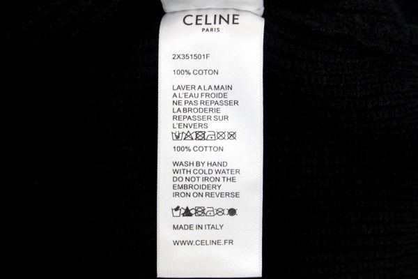 ●極上品 セリーヌ CELINE オーバーサイズ ロゴセーター Lサイズ リブ編み 綿ニット ユニセックス 男女兼用 ブラック 黒 棉 服上 F4511棉_画像9