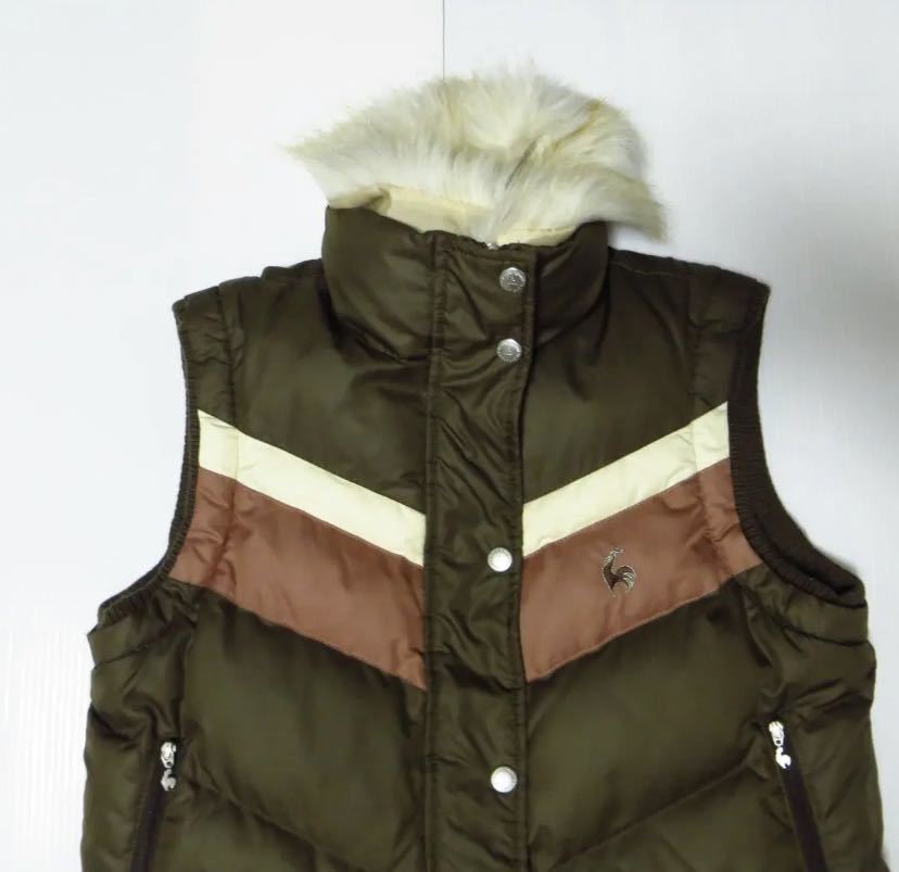 [ apparel ]* beautiful goods * le coq sportif Le Coq down vest L lady's Brown tea Golf fur attaching 