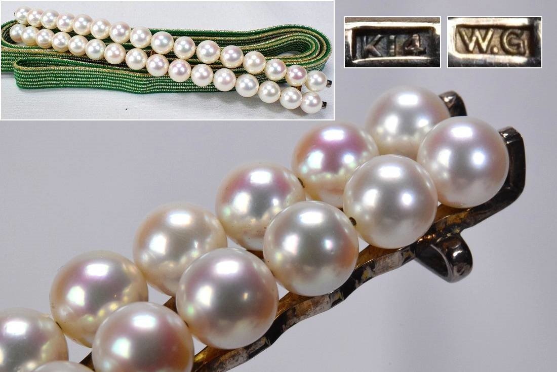 ショッピング特売 WG K14 本真珠約7-8mm 帯留め 5粒パール 和装小物