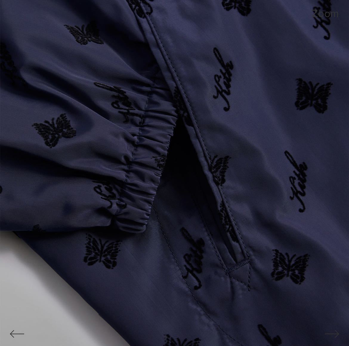 KITH × NEEDLES FLOCKED NYLON COACHES JACKET NAVY XLサイズ キス ニードルス フロックド ナイロン コーチジャケット ネイビー X-LARGE 