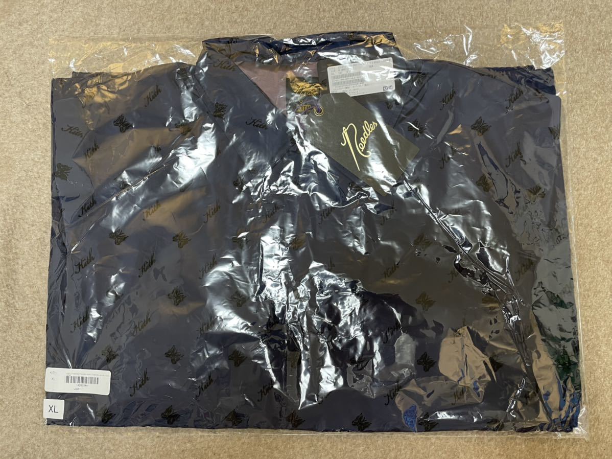 KITH × NEEDLES FLOCKED NYLON COACHES JACKET NAVY XLサイズ KITH × NEEDLES FLOCKED NYLON COACHES JACKET NAVY XLサイズ