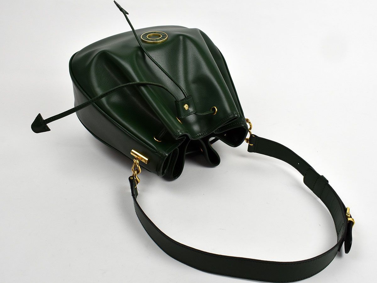 139406〇美品 CELINE セリーヌ サークルロゴ金具 巾着型 ショルダー