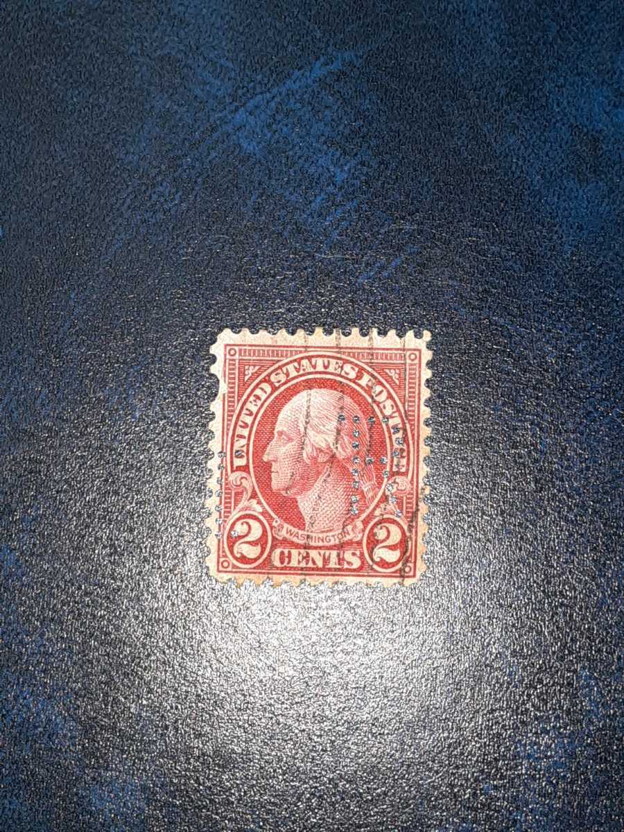 アンティーク切手　アメリカ　1920年代　ワシントン　2セント穿孔(Rなど)切手　使用済み　WS0117_画像4
