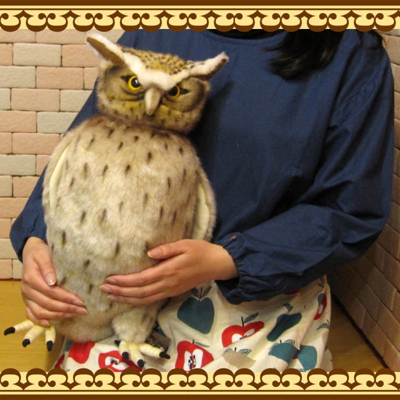 大きくてリアルなフクロウのぬいぐるみ シマフクロウ ビッグサイズ ふくろうの置物 梟 オウルオブジェ 縁起物 インテリア もふもふ
