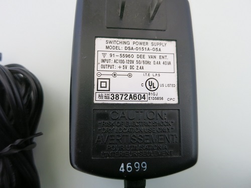 [ immediate bid ]AC adapter DSA-0151A-05A DC 5V 2.4A ( plug :5.5/2.1mm)