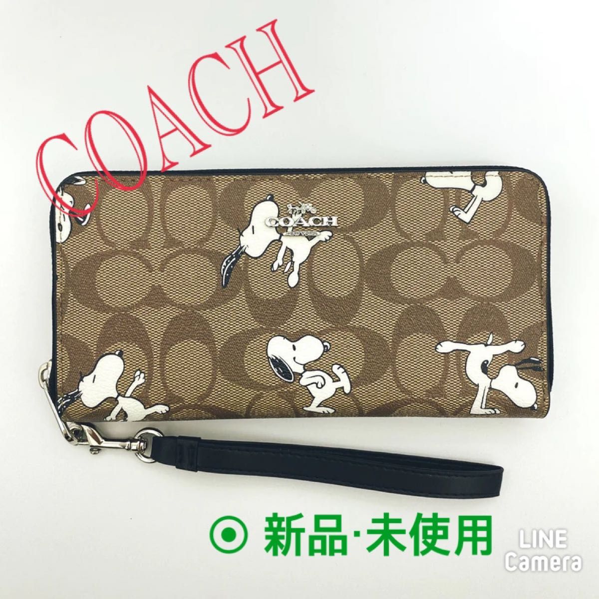 COACH】コーチラウンドファスナー長財布 ブラウン スヌーピーとのコラボ|PayPayフリマ