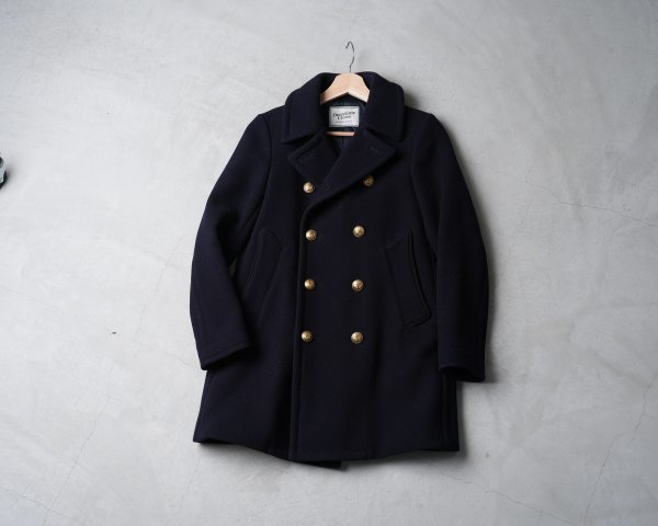 Deuxieme Classe Deuxieme Classe autumn winter cotton inside! gold button middle height wool pea coat Sz.36 navy made in Japan 