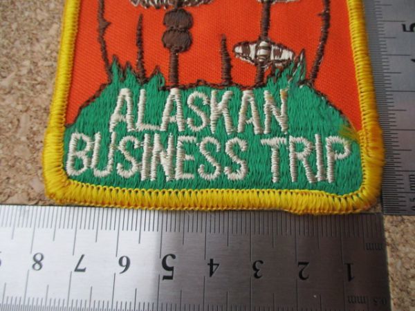 70s ALASKAN BUSINESS TRIP アラスカ ワッペン/ビジネス熊ALASKAくまビンテージ旅行ジョークVintageクマ小屋スーベニアPATCH土産USA D6の画像9