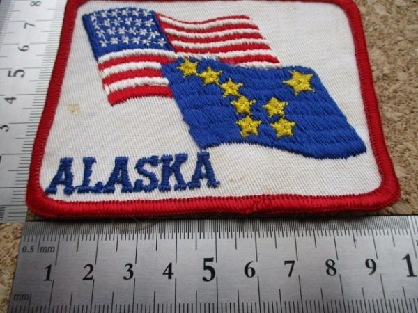 70s ALASKA アラスカ星条旗ワッペン/国旗ALASKA旗ビンテージ旅行ジョークVintageフラッグFLAGスーベニアPATCH土産USA D6_画像10