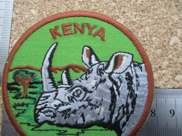 90s ケニア共和国KENYA サイ ワッペン/シロサイ東アフリカ旅行マサイ族アニマル自然スーベニア動物ケニヤPATCHクロサイ土産サファリ D6_画像8