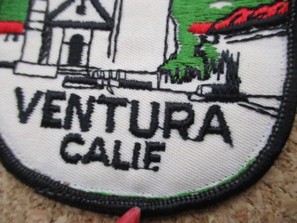 70s カリフォルニア州ベンチュラHISTORIC VENTURA CALIF.ワッペン/ビンテージUSA教会アメリカMission San BuenaventuraスーベニアPATCH D7の画像4