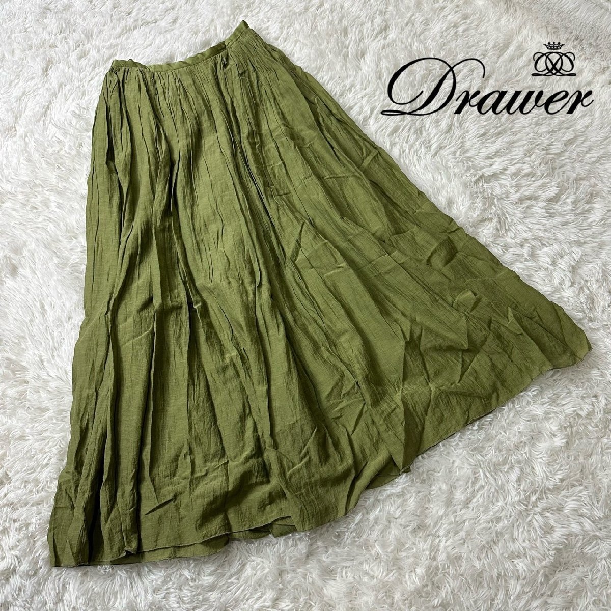 即日発送】Drawer ドゥロワー ラップスカート カーキ マキシ丈-