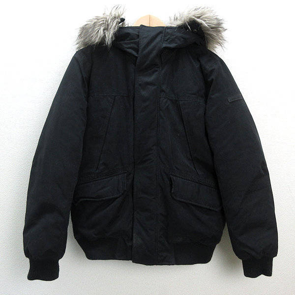 z■アメリカンイーグル/AMERICAN EAGLE PREMIUM OUTERWEARファー付中綿ジャケット ■黒【S】MENS/19【中古】■_画像1