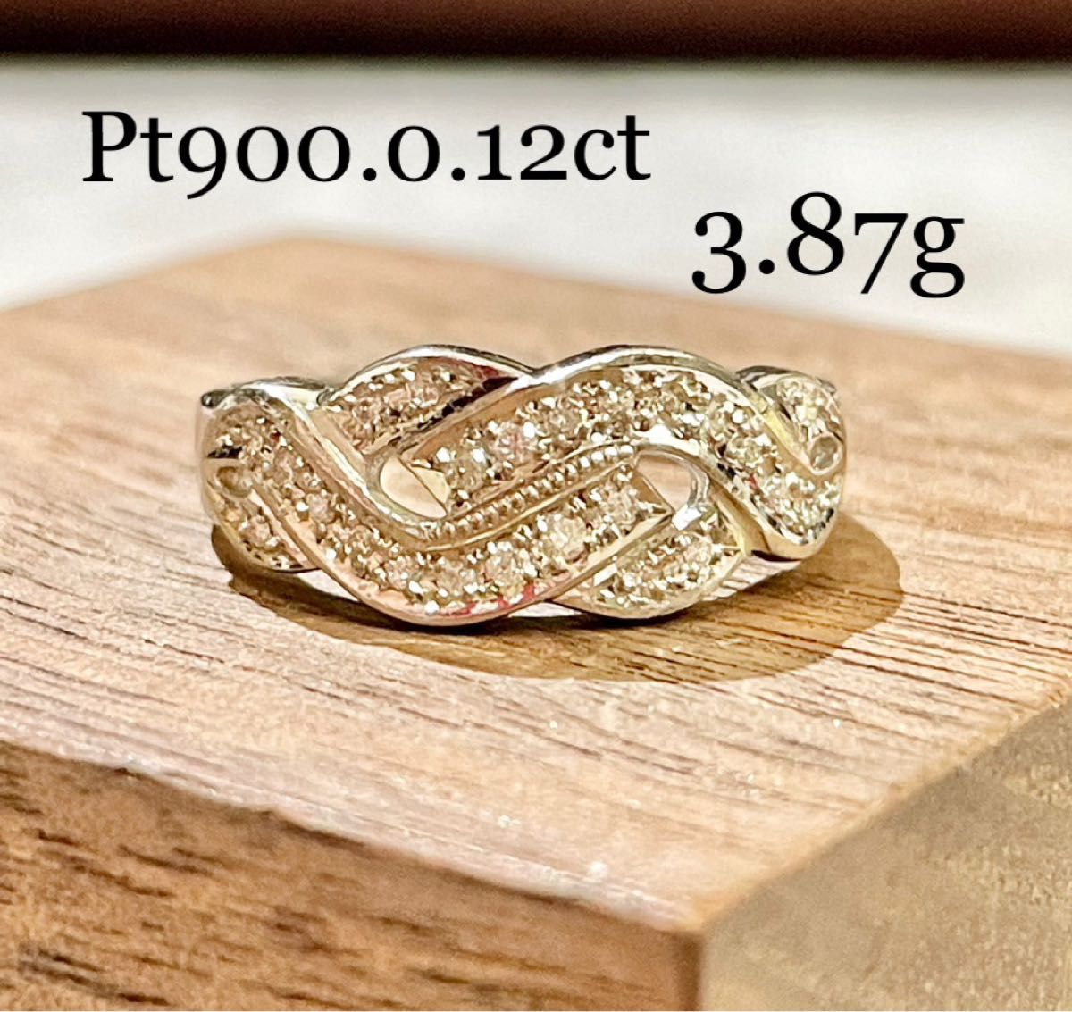 Pt900*3.87g*10号*0.12ct*ダイヤモンドリング*プラチナ-