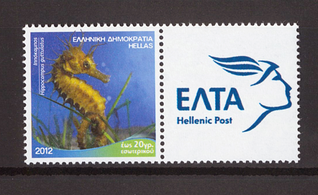 外国切手 ギリシャ 普通 海の生物 10種完＋同図案・同額面で上下辺ストレートエッジ10種完＋Ｐスタンプ(タブ付き) 2012年の画像5
