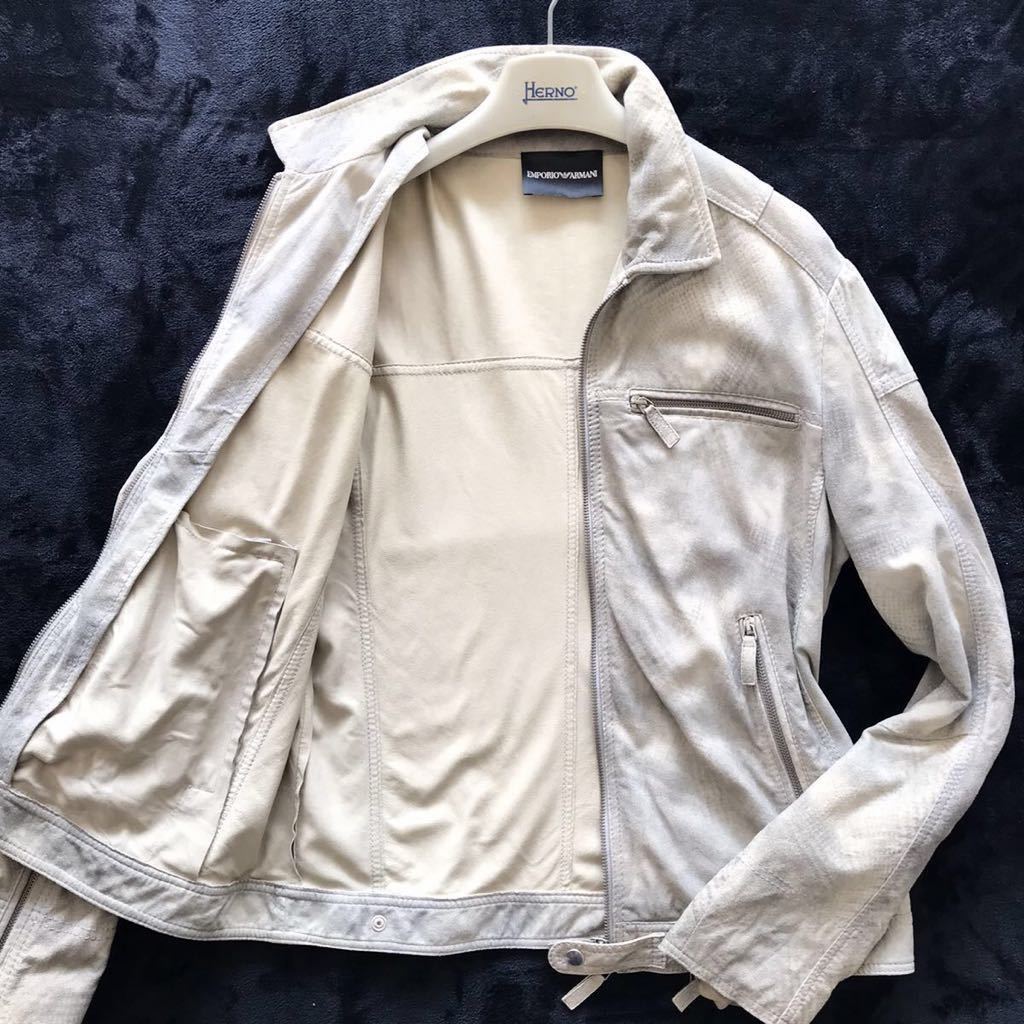アルマーニ メンズ服 ヴィンテージレザージャケット ベージュ