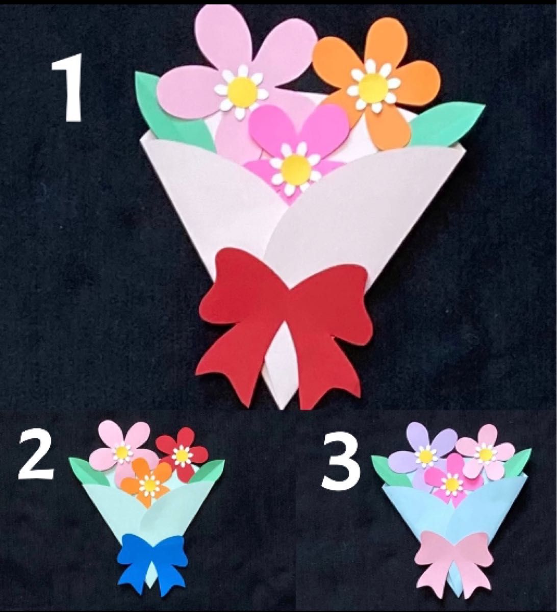 花束　メッセージカード　製作キット　壁面飾り　春　保育　高齢者　ペーパークラフト