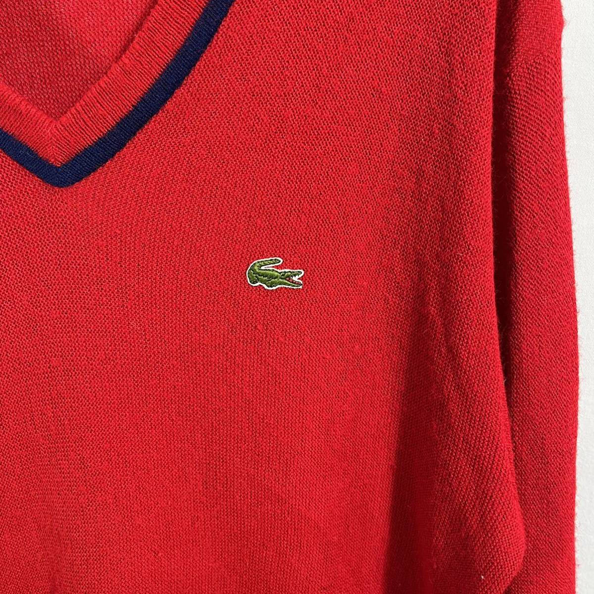 ■ 80s 90s USA製 ビンテージ IZOD LACOSTE アイゾット ラコステ ワンポイントロゴ チルデンセーター サイズXL レッド アメカジ アクリル■_画像4