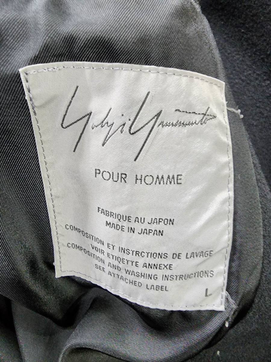1998aw yohji yamamoto pour homme 黒 vintage ベルト付き ロングコート (HY-C14-119)_画像8