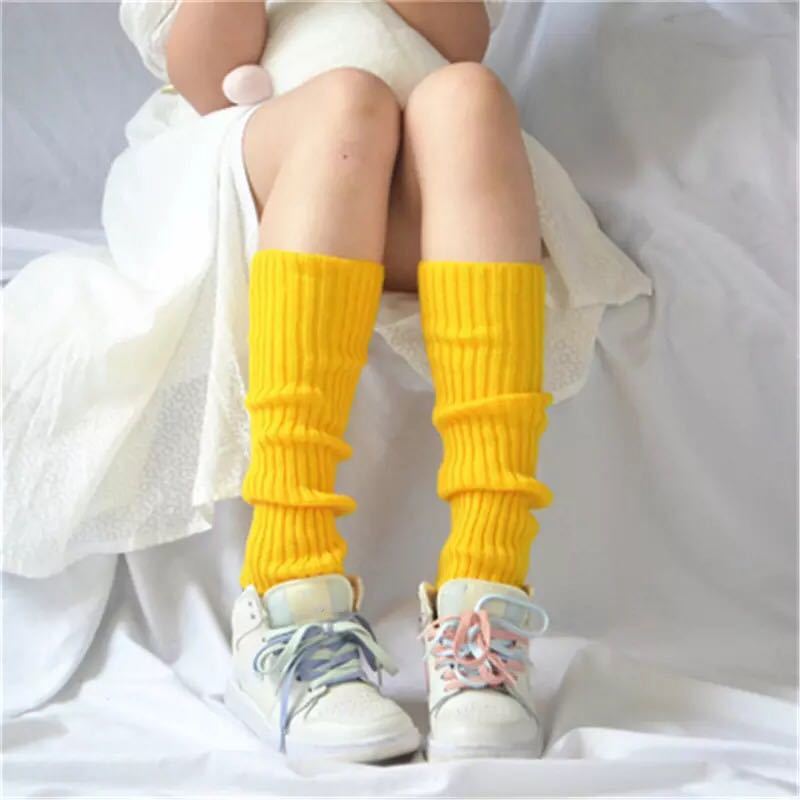  Dance woman solid candy - color knitted winter leg warmers Roo z style boots socks gift yellow color 