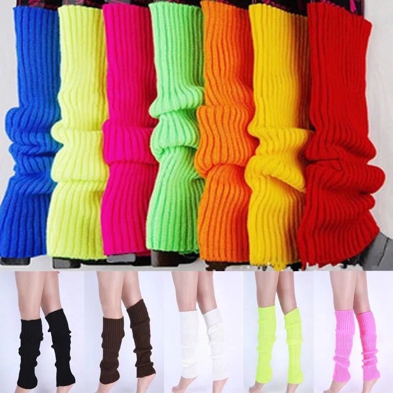  Dance woman solid candy - color knitted winter leg warmers Roo z style boots socks gift yellow color 
