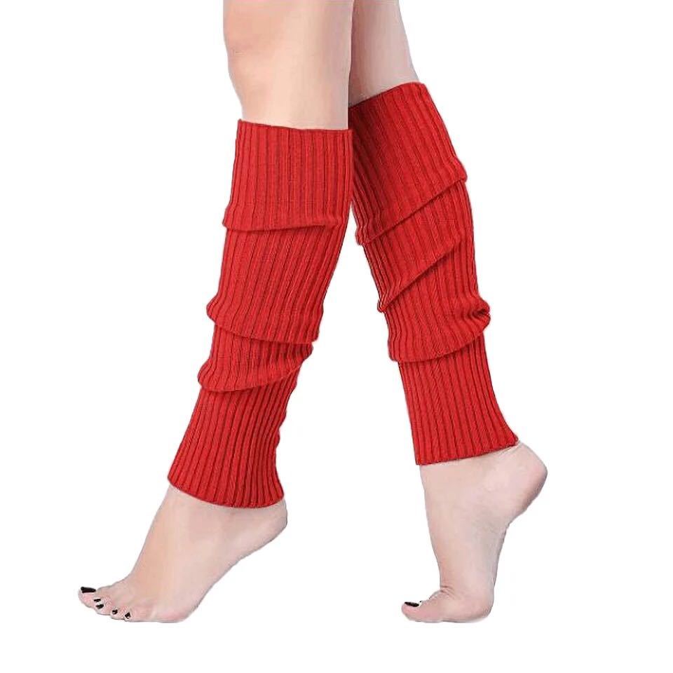  Dance woman solid candy - color knitted winter leg warmers Roo z style boots socks gift color red 