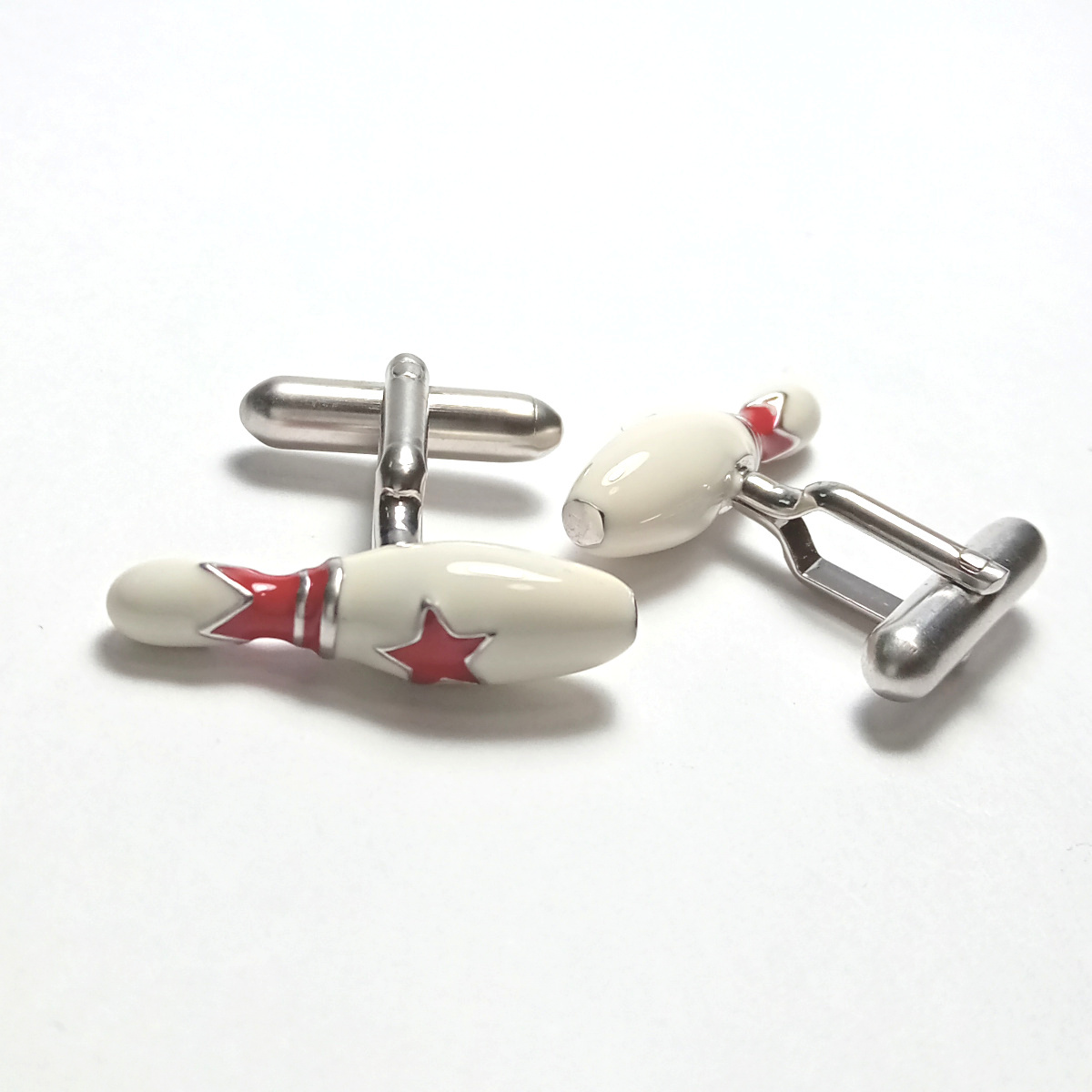 [swc23] new goods SWANKs one k cuffs cuff links bo- ring pin bowling white × red red 