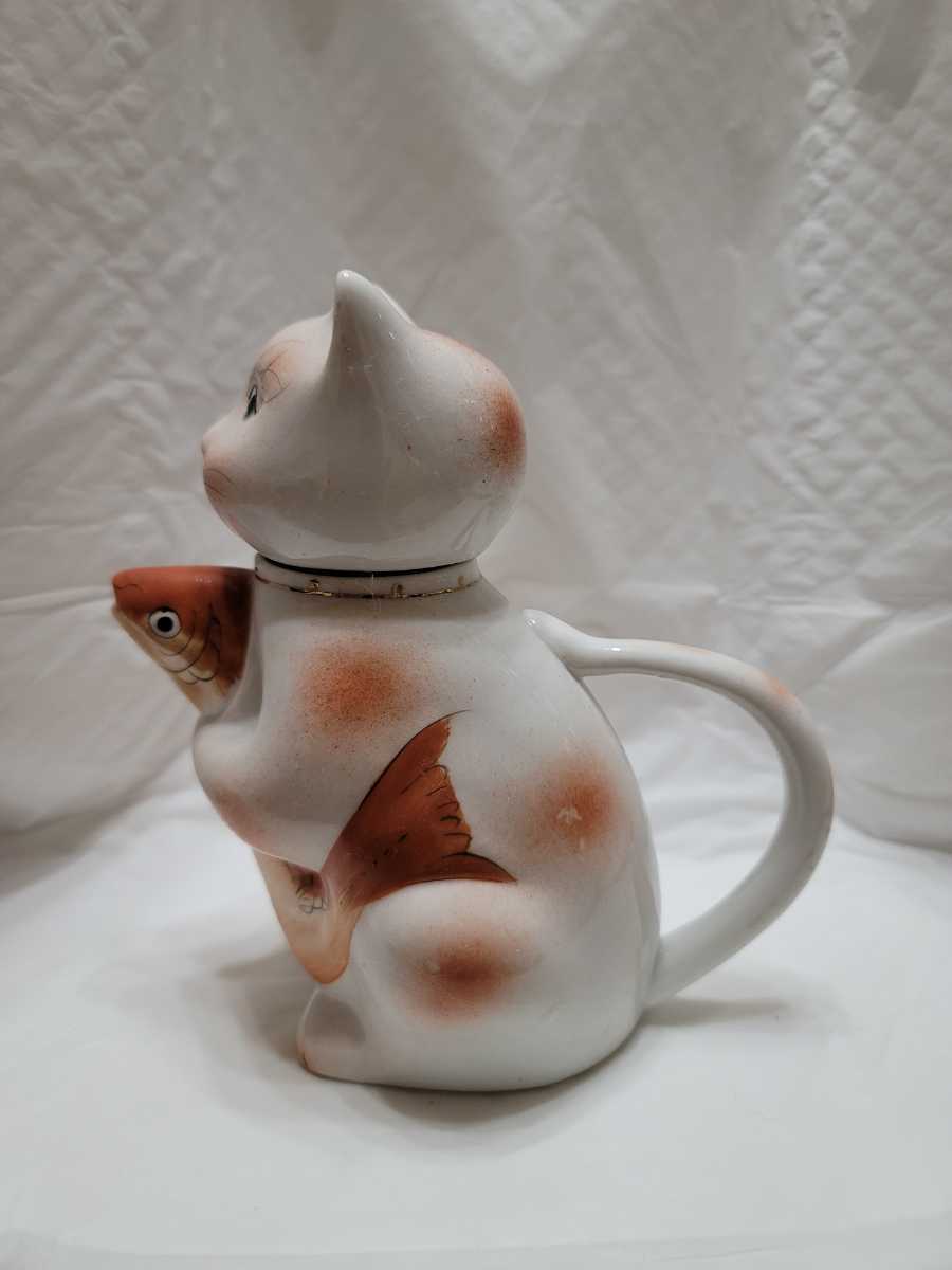 中国茶器 ネコ 猫 ティーポット 昭和レトロの画像3