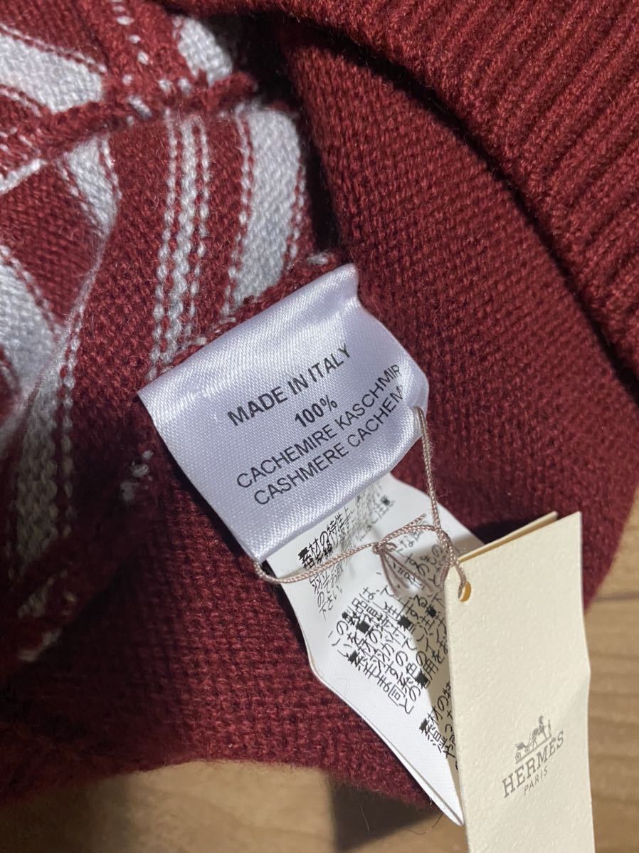 新品タグ付き HERMESエルメスカシミア100%ダイヤ幾何学模様のニット