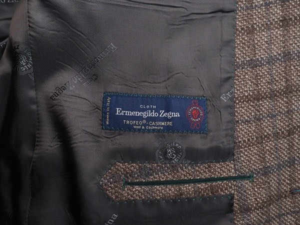 新品12.9万円 大手百貨店扱い 秋冬『Ermenegildo Zegna ゼニア Trofeo Cashmere 伊生地』カシミヤ混フランネル ジャケットAB6茶(D) 3053060_画像6