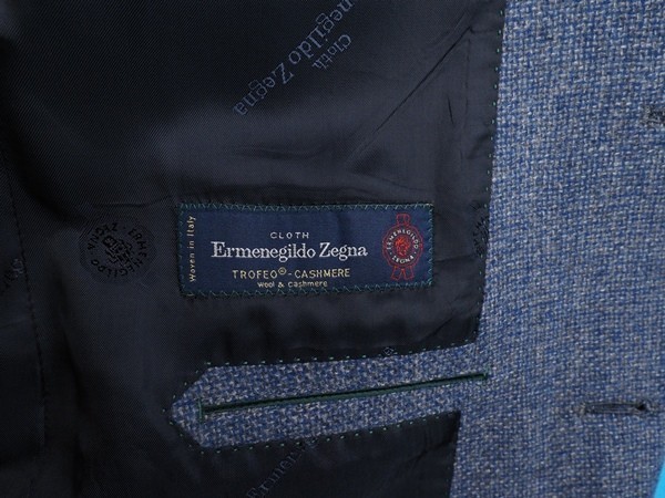 新品12.9万円 大手百貨店扱い 秋冬『Ermenegildo Zegna ゼニア Trofeo Cashmere 伊製生地』カシミヤ混 起毛 ジャケットA6青(G) 3051860_画像6