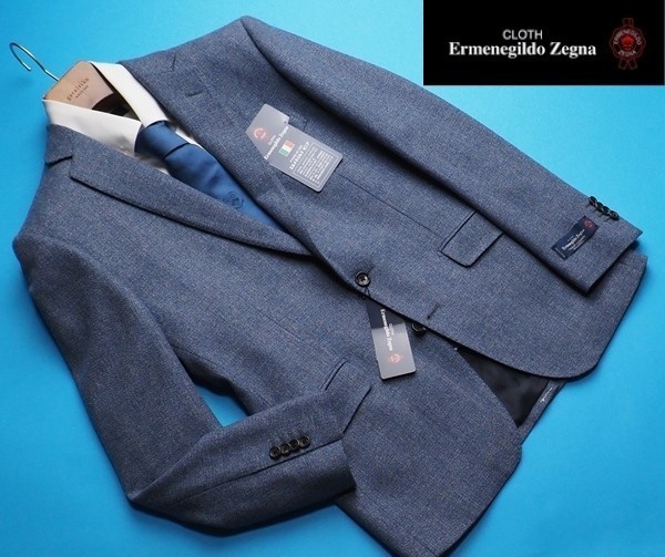 新品12.9万円 大手百貨店扱い 秋冬『Ermenegildo Zegna ゼニア Trofeo Cashmere 伊製生地』カシミヤ混 起毛 ジャケットA6青(G) 3051860_画像1