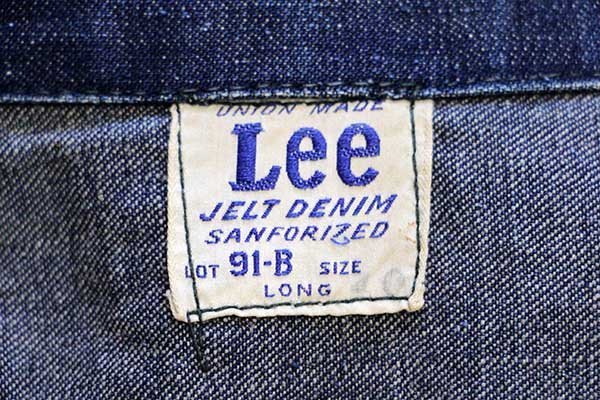 ☆50s USA製 Leeリー 91-B JELT DENIMジェルトデニム ワークジャケット