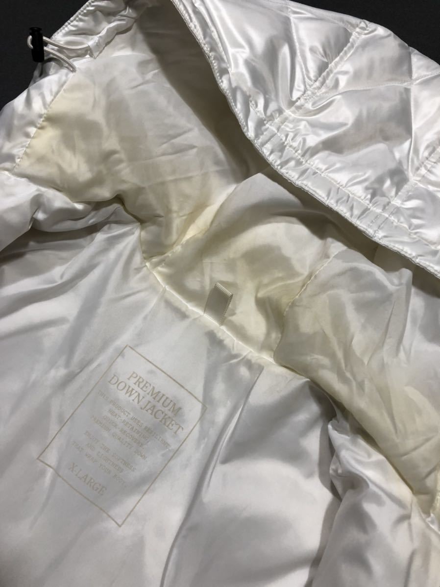 大きいサイズ XL ユニクロ プレミアム ダウンジャケット キルティング　　ホワイト UNIQLO PREMIUM DOWN JACKET 裾ドローコード 早2051_画像5