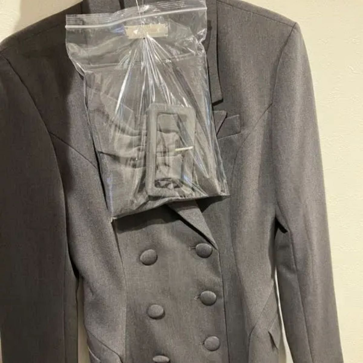 thick belt jacket onepiece gray｜PayPayフリマ