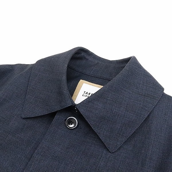美品○TAKEO KIKUCHI タケオキクチ ボンディング加工 ステンカラー コート 紺 ネイビー 2(コート)|売買されたオークション情報、ヤフオク! の商品情報をアーカイブ公開 TAKEO KIKUCHIステンカラーコート 紺