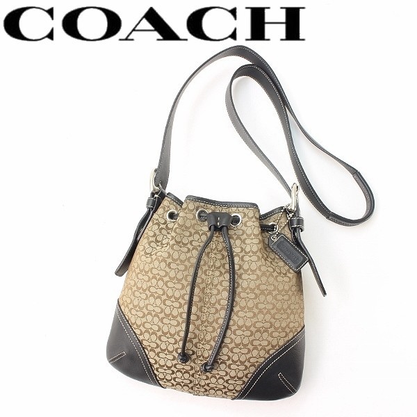 COACH コーチ シグネチャー柄 ハンドバッグ キャンバス レザー 美品