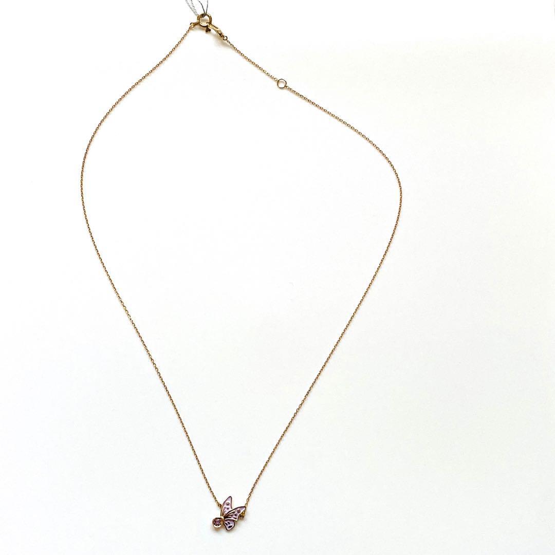 STAR JEWELRY】バタフライ ネックレス K10 アメジスト エナメル