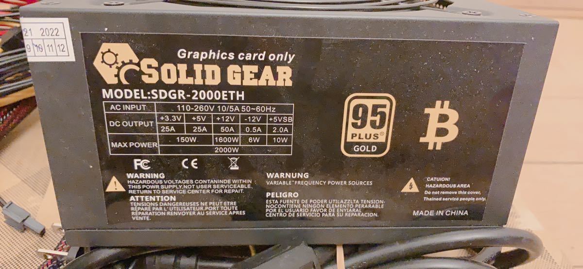 レア　SOLID GEAR SDGR-2000ETH PSU ATX ハイパワー電源 2000Wビットコイン専用パワフルパワーサプライ_画像2