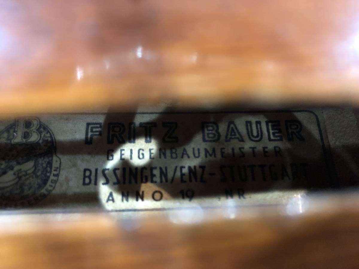  violin Germany made Old violin FRITZ BAUER 4/4 complete service completed! set price approximately 70 ten thousand jpy! settlement of accounts stock disposal therefore. complete red character . exhibit!