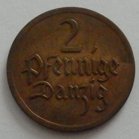 自由都市 ダンツィヒ 2ペニヒ 1926年 銅貨 硬貨_画像5
