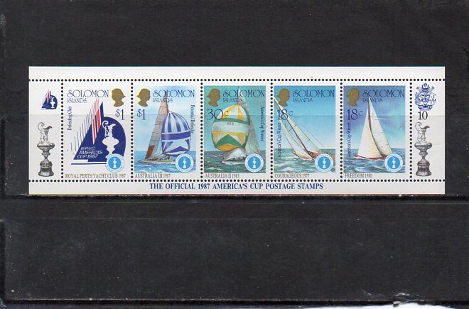 181193 Solomon various island 1987 year american cup * yacht race small size seat 10 number unused NH