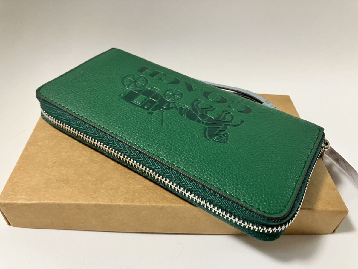 COACH コーチ 財布 長財布 グリーン 緑 馬車柄 ストラップ付 COACH コーチ 財布 長財布 グリーン 緑 馬車柄 ストラップ付