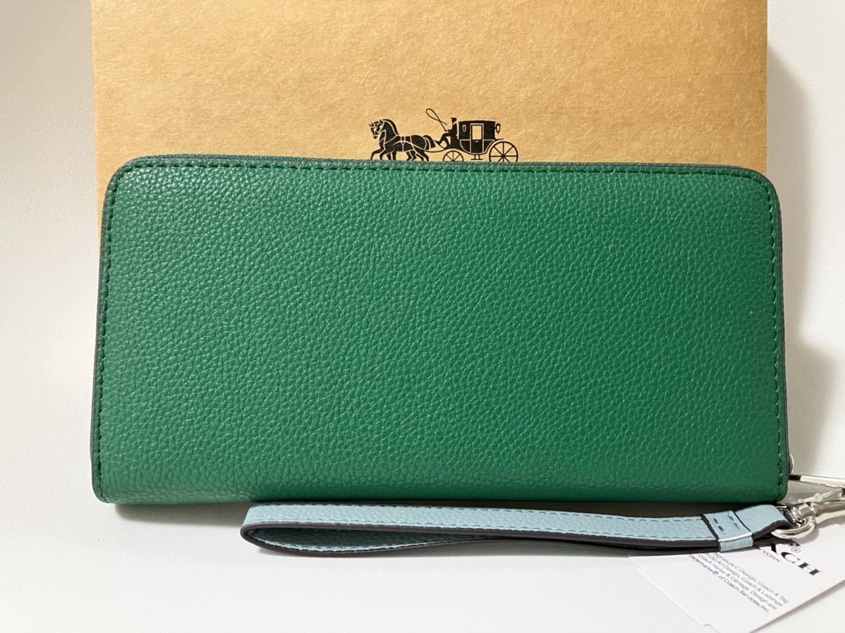 COACH コーチ 財布 長財布 グリーン 緑 馬車柄 ストラップ付 COACH コーチ 財布 長財布 グリーン 緑 馬車柄 ストラップ付