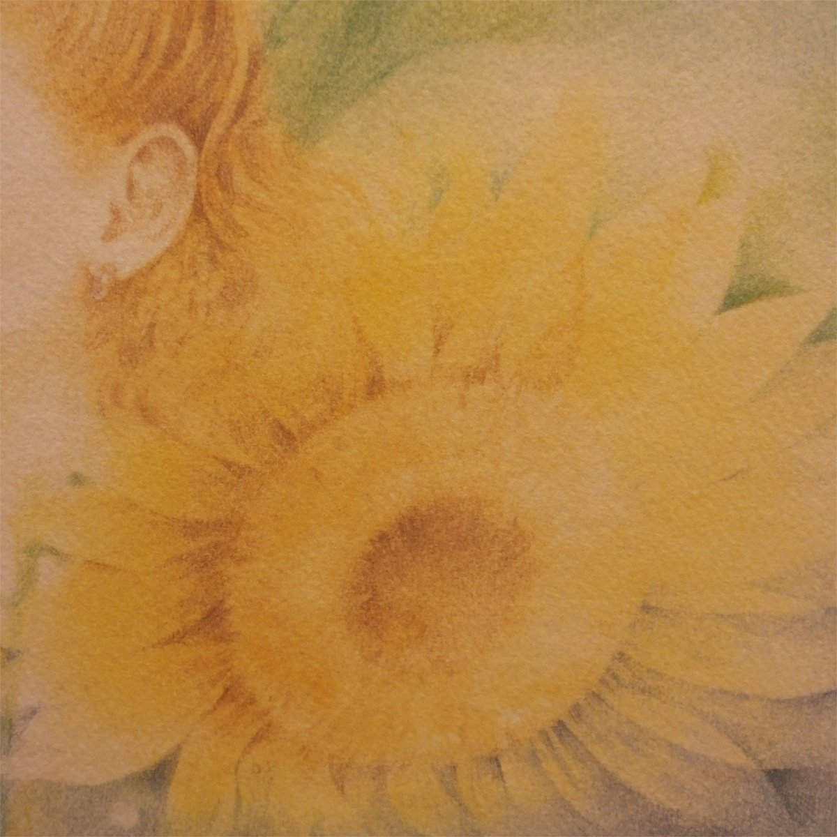 美品 きたのじゅんこ 【太陽の娘ひまわり】 lithograph きたのじゅんこ 太陽の娘 ひまわり原画 オリジナル版画 作品