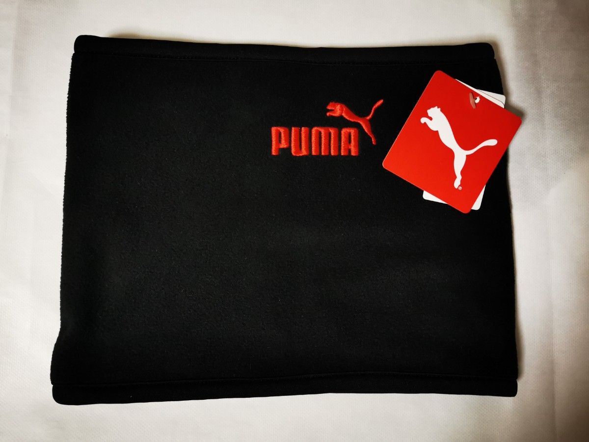 【2枚セット】PUMA ネックウォーマー リバーシブル プーマ 刺繍ロゴ 新品未使用タグ付き 男女OK フリース 防寒 黒 ブルー