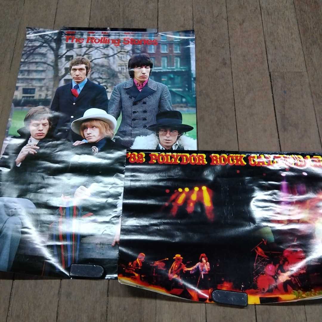 ⑨ポスター ローリング・ストーンズ The Rolling Stones 73×51.5cm ポリドール カレンダー 1982年 POLYDOR ROCK CALENDAR 37×51.5cmの画像1